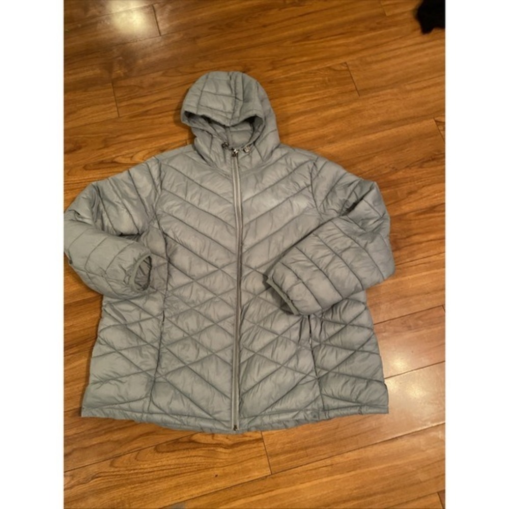 Zeroxposur Gray Women's 1X Lightweight Puffer Hooded Jacket Inside Pockets 3563